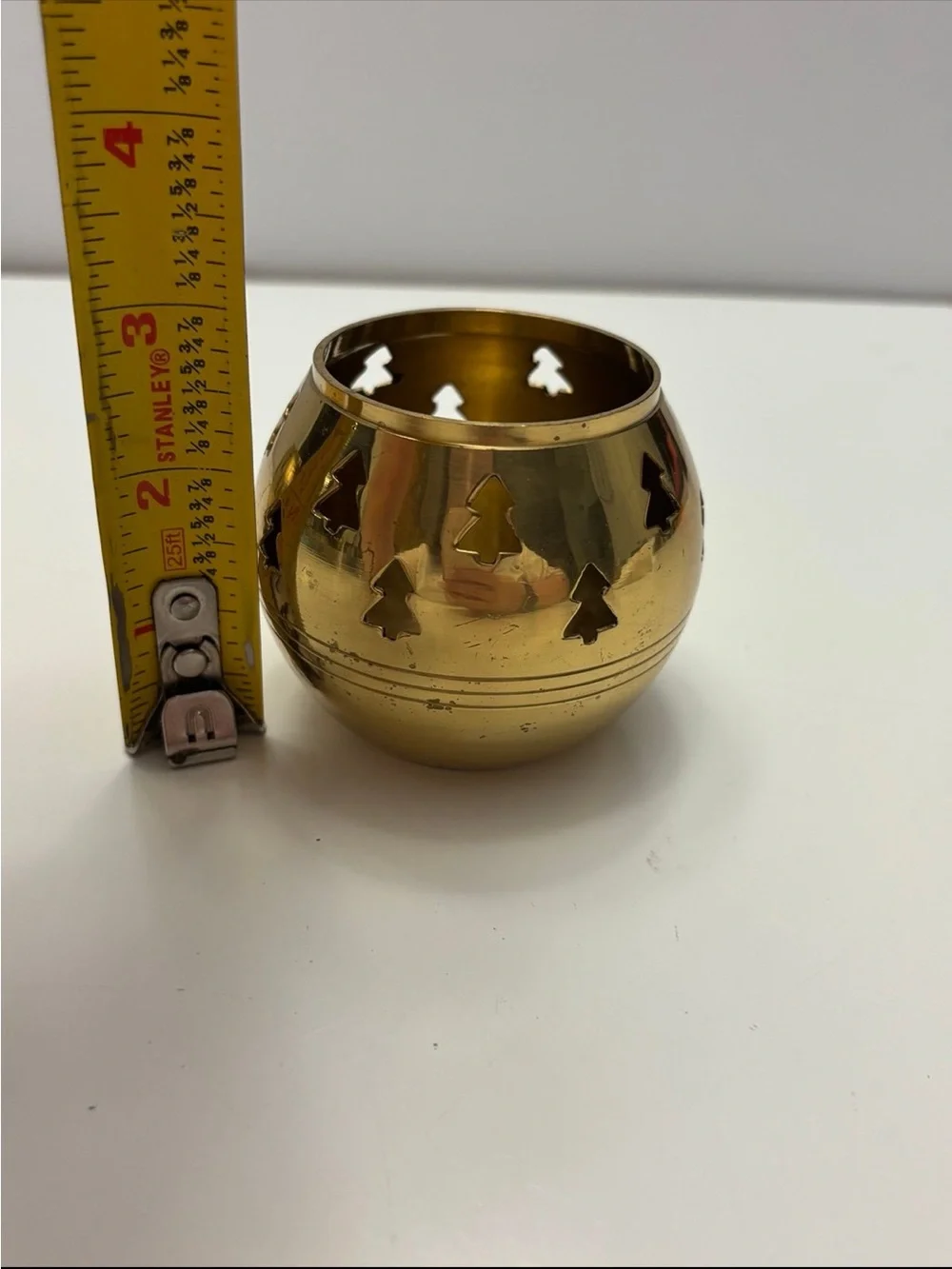 Brass Holiday Tree Cutout Votive Candle Holders - Gold (Set of 2)